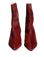 Dolce & Gabbana Burgundy Mid Calf Boots Shoes
