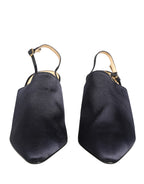 Dolce & Gabbana Black Suede Heels Slingbacks Shoes