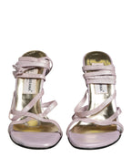 Dolce & Gabbana Purple Leather Wedge Heels Sandals Shoes