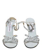 Dolce & Gabbana White Rhinestone High Heeled Sandals Shoes