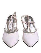 Dolce & Gabbana White Strass Crystal Slingbacks Pumps Shoes