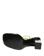 Dolce & Gabbana Multicolor Leather Block Heels Sandals Shoes
