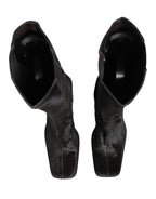 Dolce & Gabbana Black Suede Leather Knee High Boots Shoes