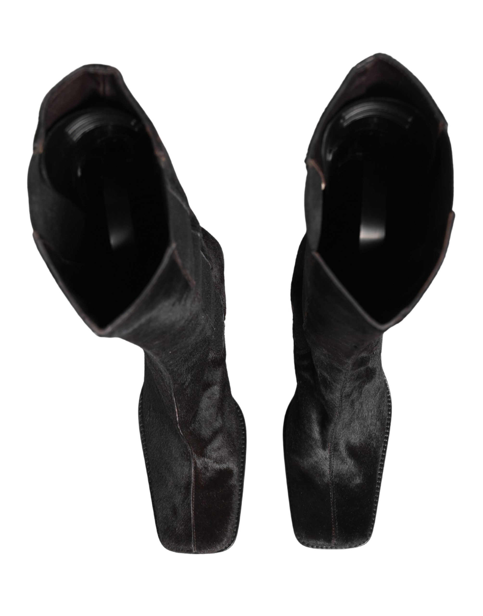 Dolce & Gabbana Black Suede Leather Knee High Boots Shoes