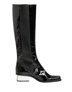 Dolce & Gabbana Black Patent Leather Knee High Boots Shoes