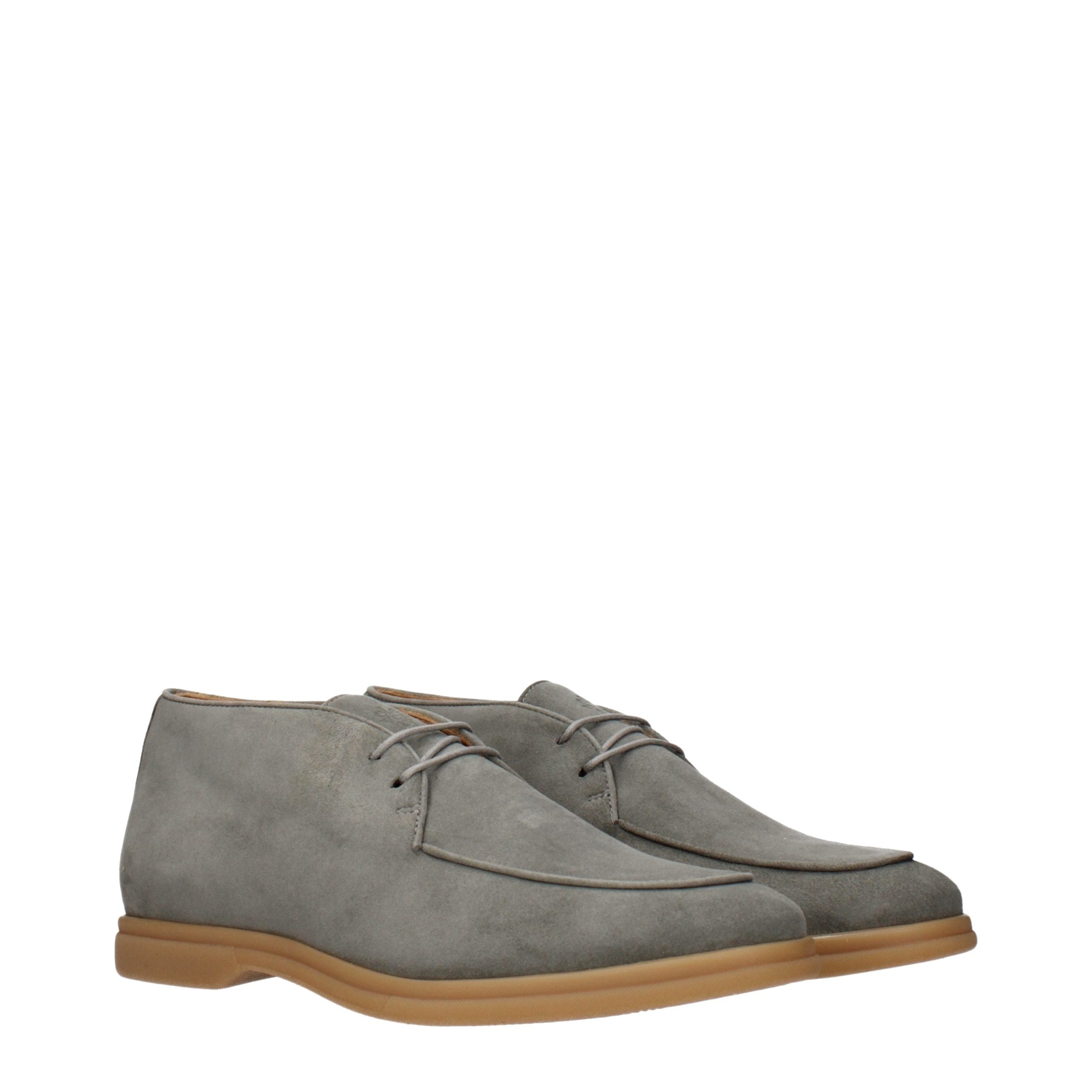 Eleventy Green Leather Lace-Up Boots