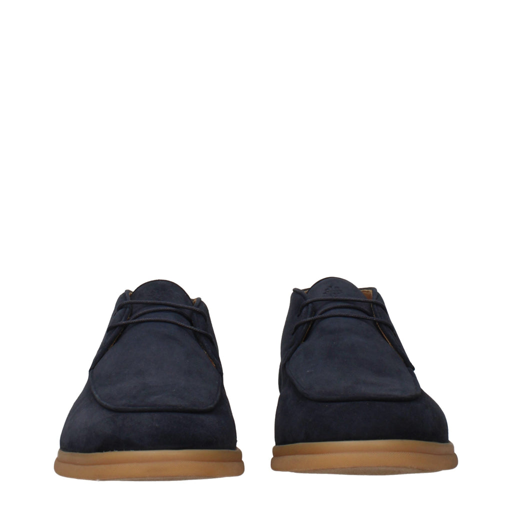 Eleventy Blue Leather Lace-Up Boots