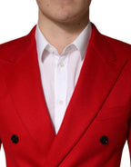 Dolce & Gabbana Red Cashmere Slim Fit Coat Jacket Blazer
