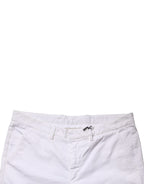 Kaos White Mid Waist Cotton Stretch Casual Men Trouser Pants