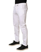 Kaos White Mid Waist Cotton Stretch Casual Men Trouser Pants