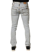 Nudie Jeans Light Blue Cotton Stretch Skinny Fit Men Denim Trouser JEANS