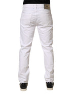 Siviglia White Mid Waist Cotton Skinny Denim Men Trouser Jeans