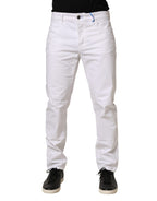Siviglia White Mid Waist Cotton Skinny Denim Men Trouser Jeans