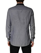 Hamaki-Ho Dark Blue Cotton Long Sleeves Collared Dress Formal Shirt