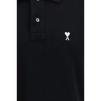 Ami Paris Black Cotton Polo Shirt