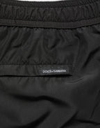 Dolce & Gabbana Black Polyester Elastic Waist Shorts Swimwear
