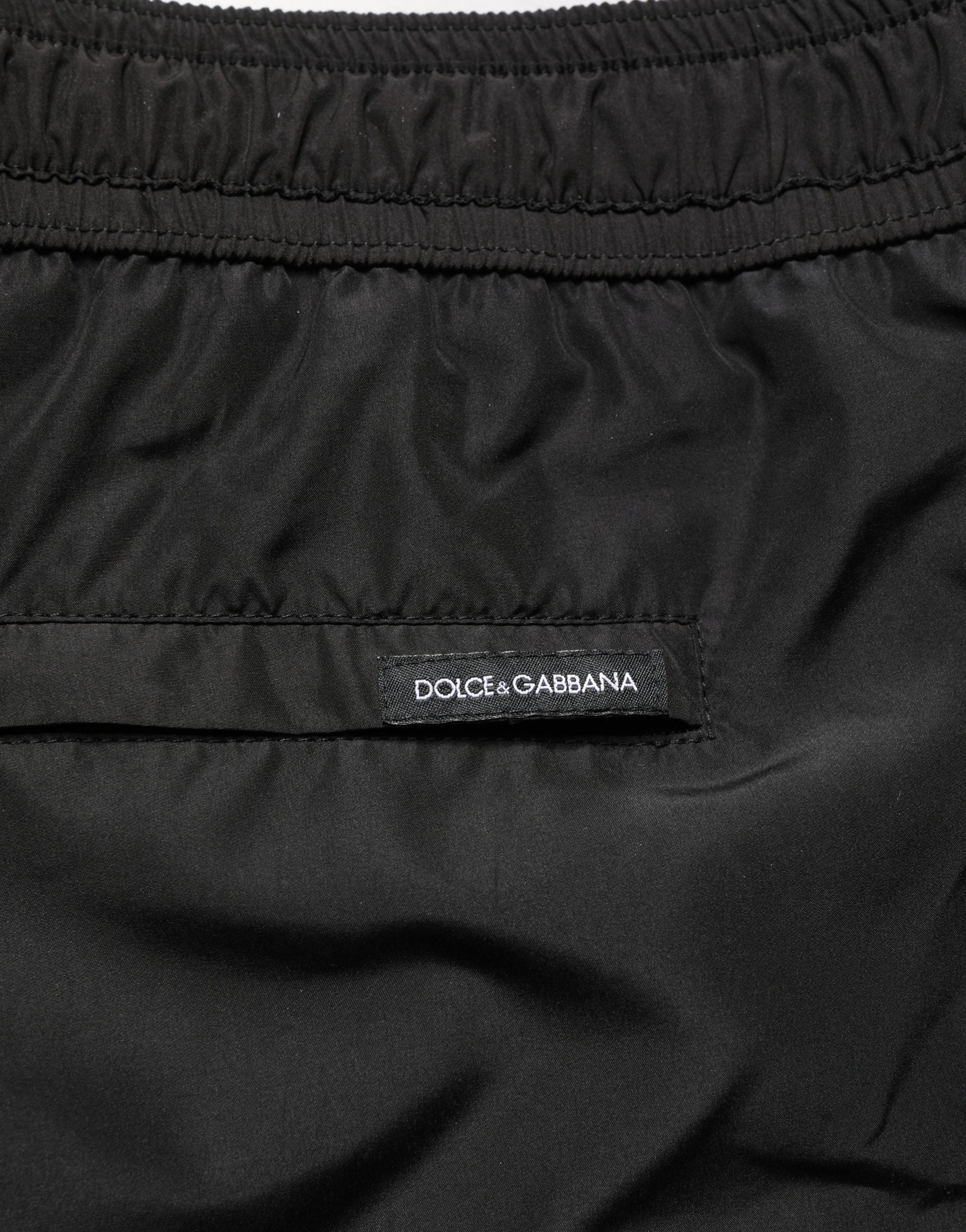 Dolce & Gabbana Black Polyester Elastic Waist Shorts Swimwear