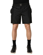 Dolce & Gabbana Black Polyester Elastic Waist Shorts Swimwear