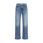 Mother Denim Blue Cotton Straight-Leg Jeans