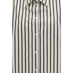 Sara Roka Blue Cotton Pattern Shirt