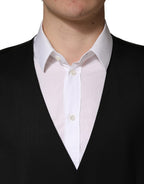 Dolce & Gabbana Black Wool Single Breasted Men Waistcoat Vest