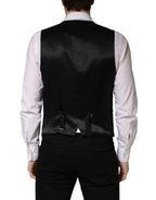 Dolce & Gabbana Black Wool Single Breasted Men Waistcoat Vest