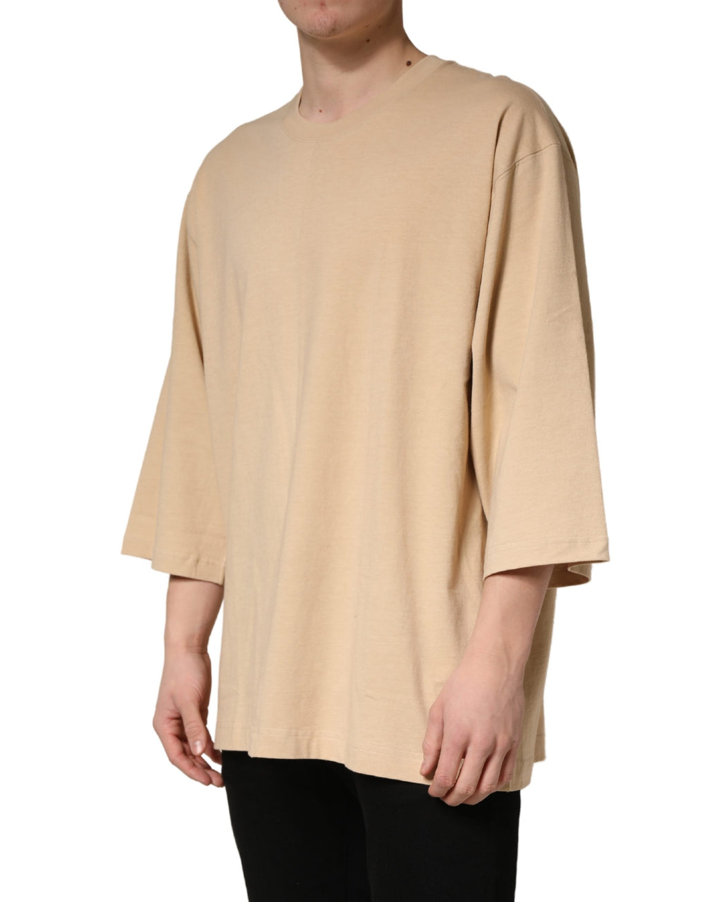 Dolce & Gabbana Beige Cotton Roundneck Oversized Fit T-shirt