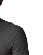 Dolce & Gabbana Gray Ribbed Cotton Long-Sleeve Henley  T-shirt