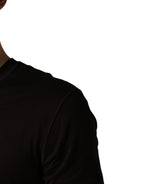 Dolce & Gabbana Brown Logo Embroidered Men Crew Neck T-shirt