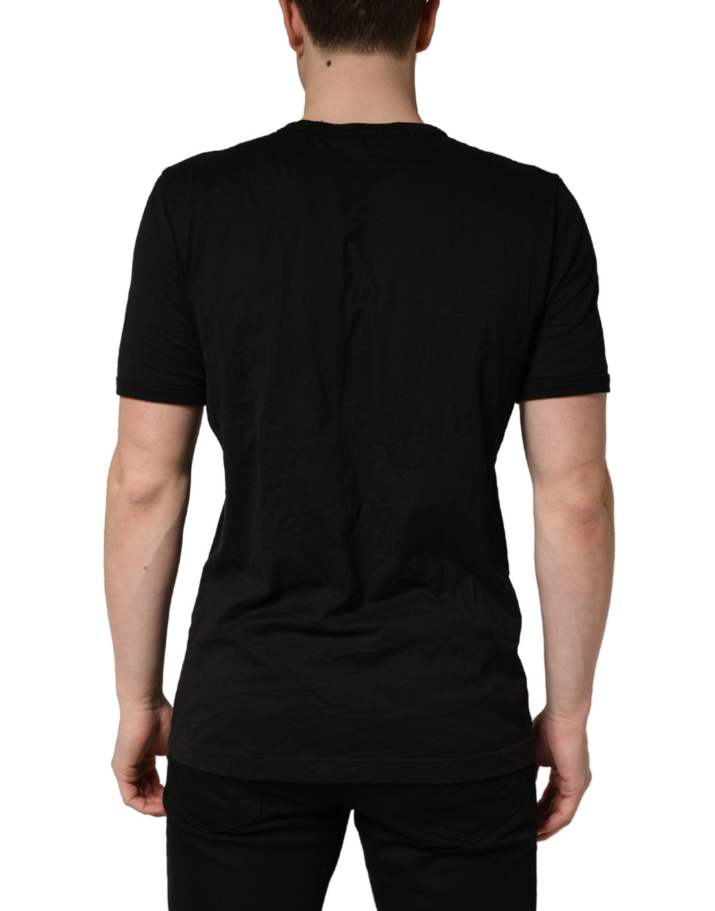 Dolce & Gabbana Black Cotton Sacred Heart Crew Neck T-shirt