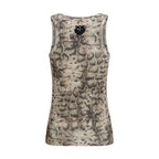 PINKO Beige Cotton Sleeveles T-Shirt