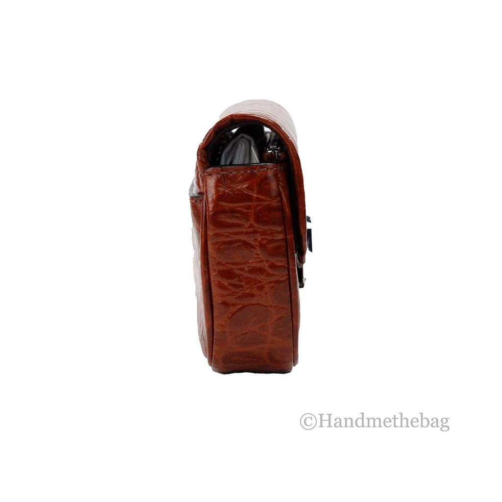 Marc Jacobs The Mini Shoulder Bag Spice Brown Embossed Leather Crossbody Bag