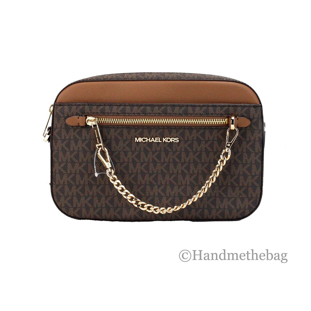 Michael Kors Women'S Jet Set Signature PVC Crossbody Bag, Brown