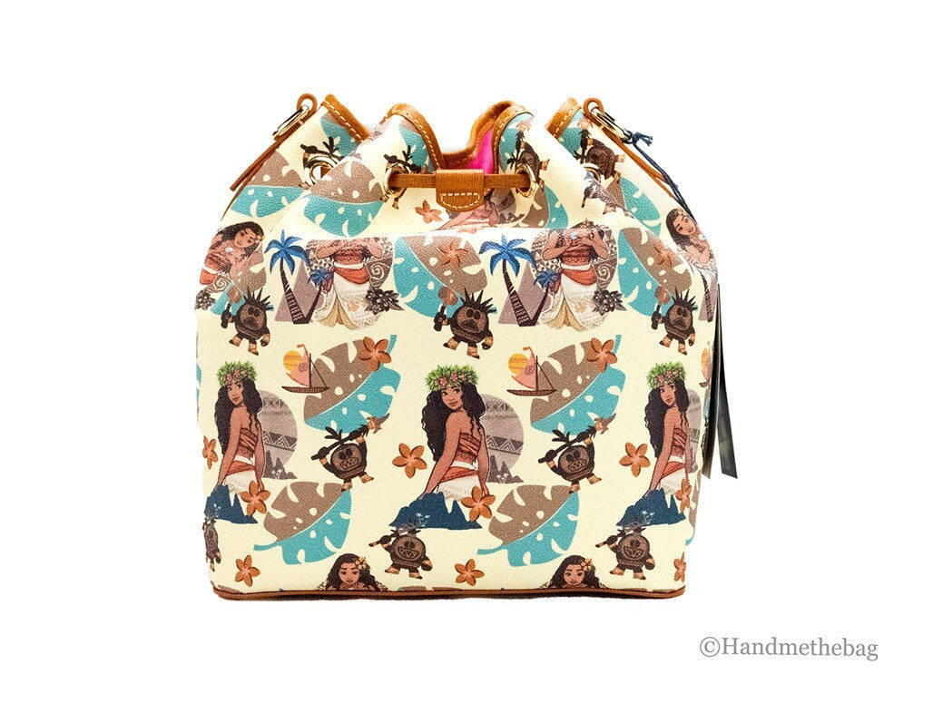 Dooney & Bourke Disney Medium Moana Coated Cotton Bucket Crossbody Bag Purse