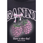 Ganni Gray Cotton T-Shirt
