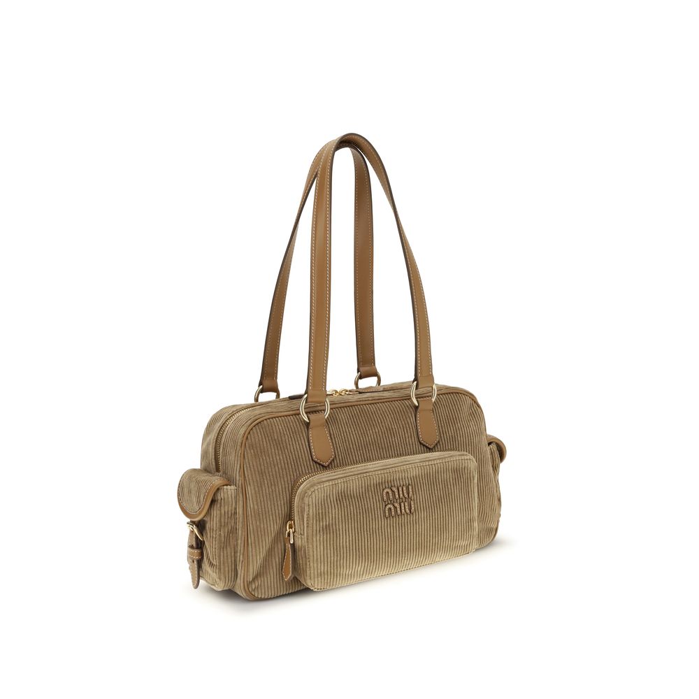 Miu Miu Beige Cotton Shoulder Bag