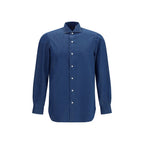 Finamore Blue Cotton Shirt