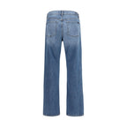 7FOR Blue Cotton Straight-Leg Jeans