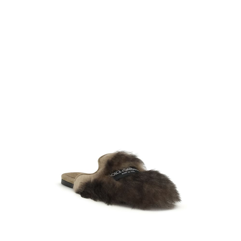 Dolce & Gabbana Gray Lamb Ovis Aries Aries Mules