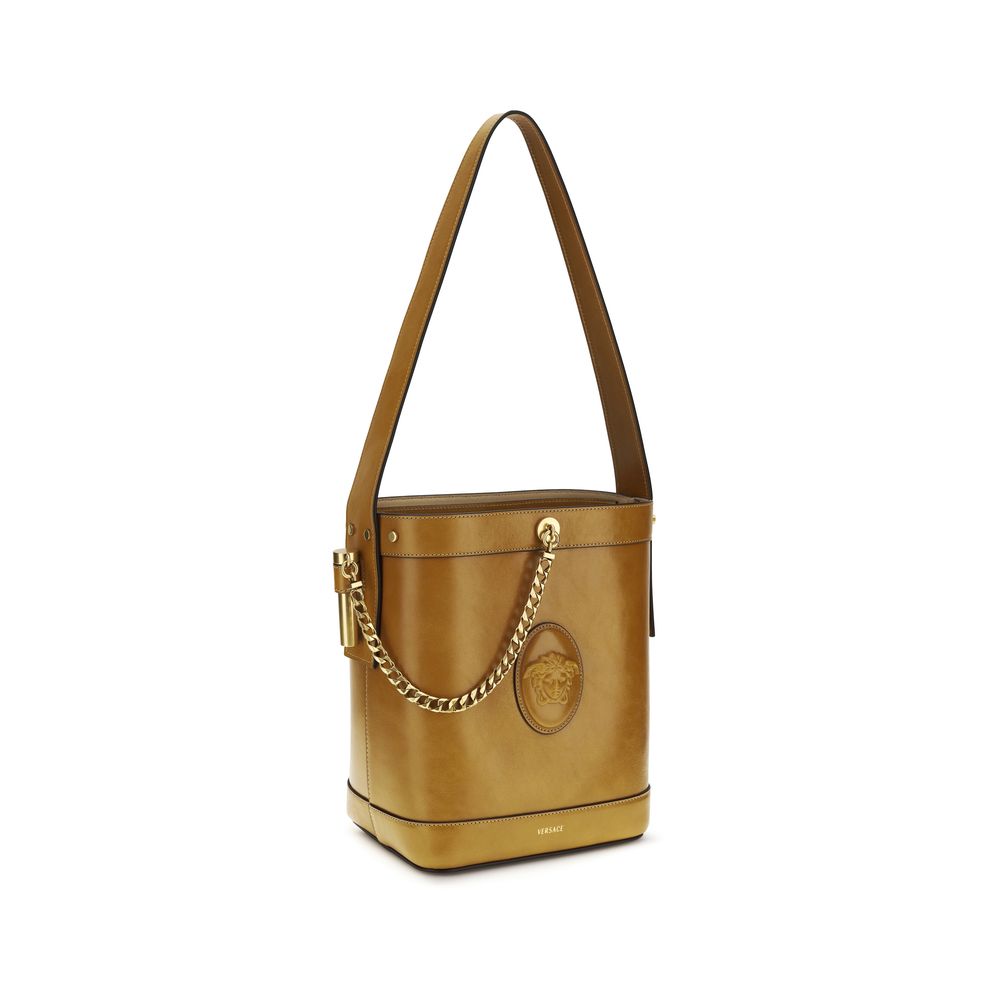 Versace Brown Calf Leather Bos Taurus Backet Bag