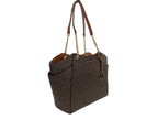 Michael Kors Jet Set Chain Brown MK Signature Large Shoulder Tote Bag