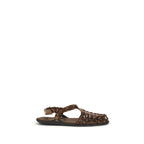 Miu Miu Brown Calf Leather Bos Taurus Sandals