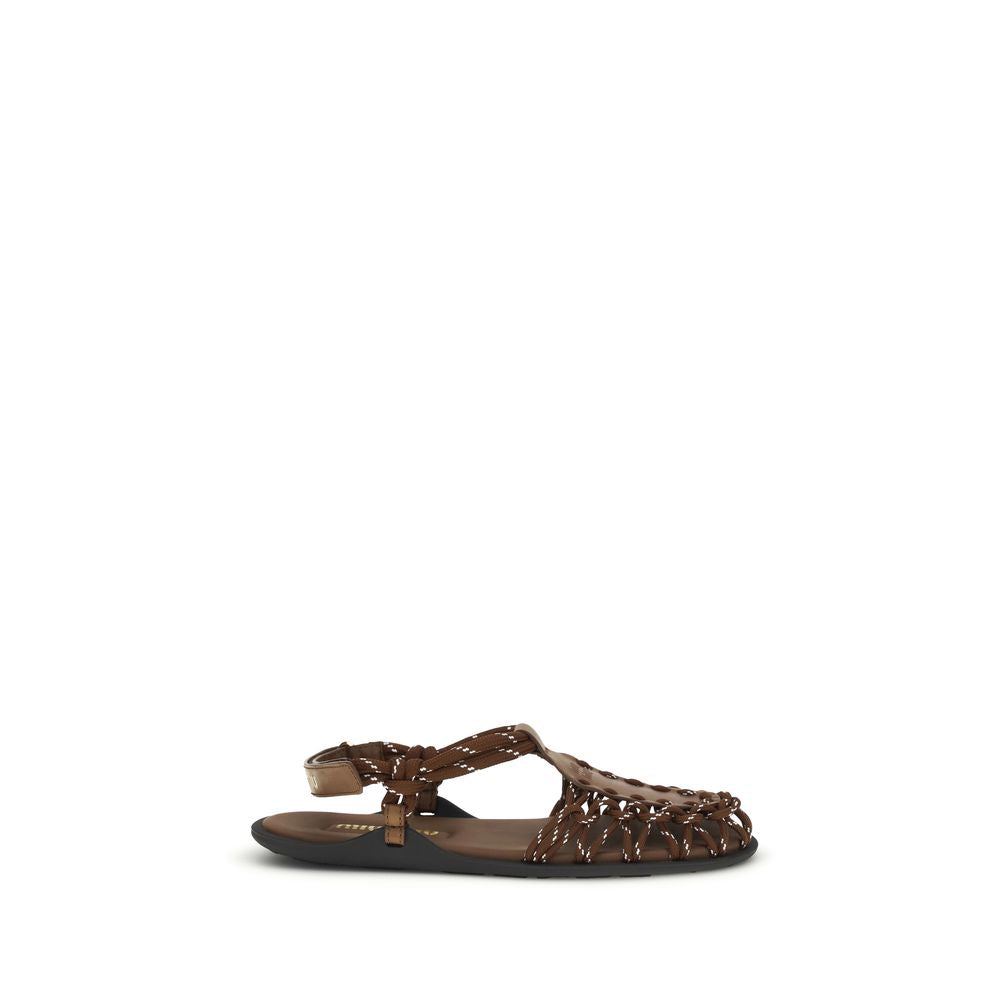 Miu Miu Brown Calf Leather Bos Taurus Sandals