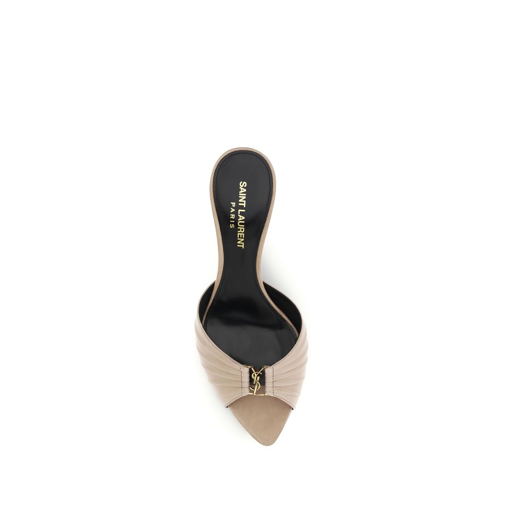 Saint Laurent Beige Calf Leather Bos Taurus Mules