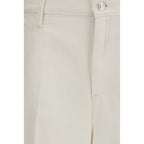 7FOR White Cotton Casual Pants