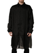 Dolce & Gabbana Black Ruffle Detail Semi Sheer Shirt Jacket