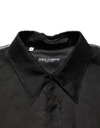Dolce & Gabbana Black Ruffle Detail Semi Sheer Shirt Jacket