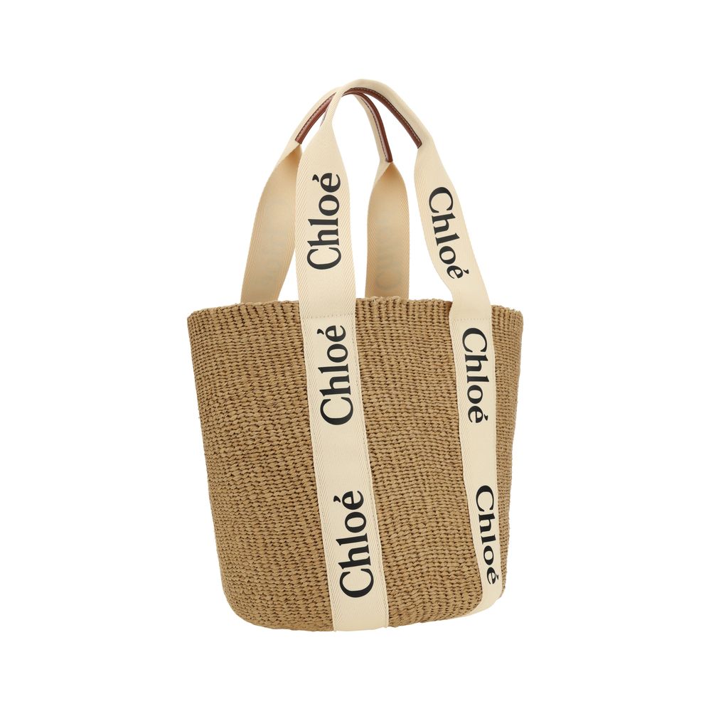 Chloé Beige Raffia Shoulder Bag