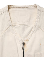Dolce & Gabbana Off White Cotton FullZip Denim Blouson Jacket