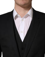 Dolce & Gabbana Black Wool 2 Buttons Formal 3 Piece Men Suit